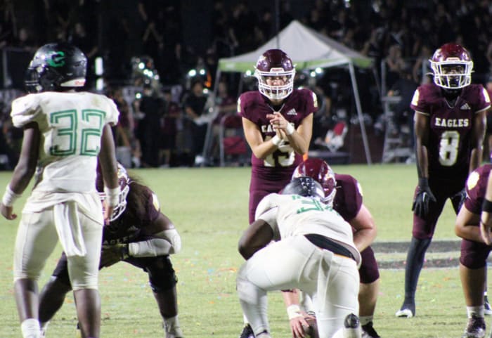 Niceville quarterback Kane Lafortune readies for a shotgun snap during his team's 42-21 victory on Friday, their fourth in five games this season.